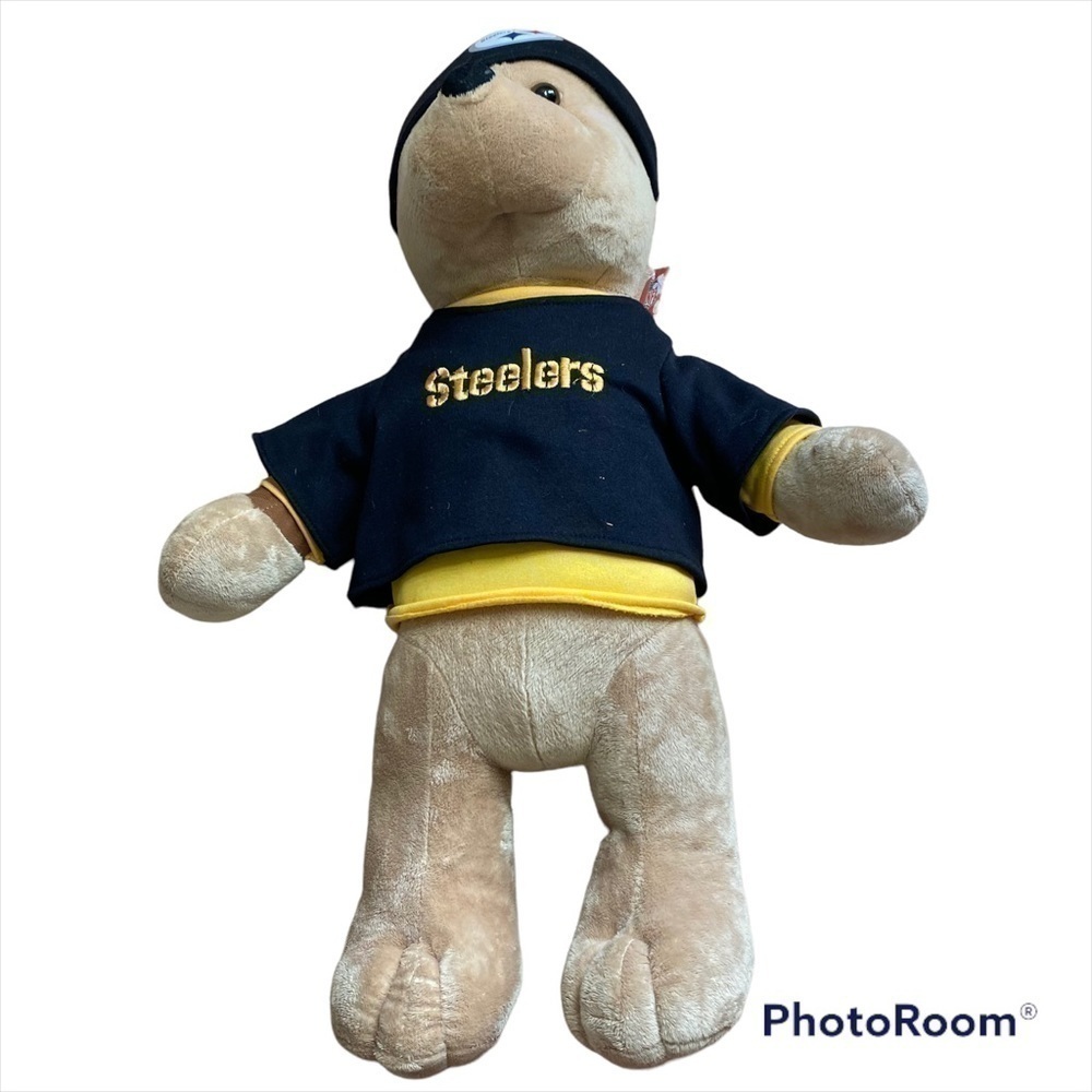 Steelers Plush Stuffed Oversized Bear Pittsburgh NFL Kids Toy Black Tan